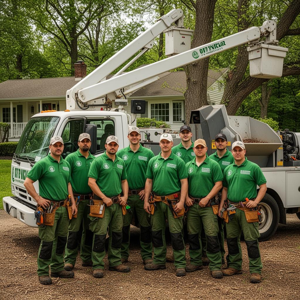 Right Way Tree Specialists crew with bucket truck